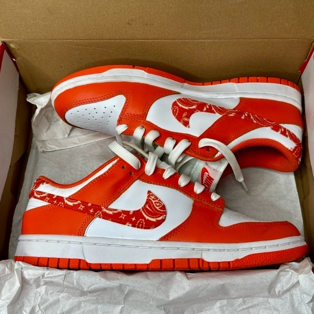 Nike Women Dunk Low ESS Paisley Orange DH4401-103 Size 9.5W